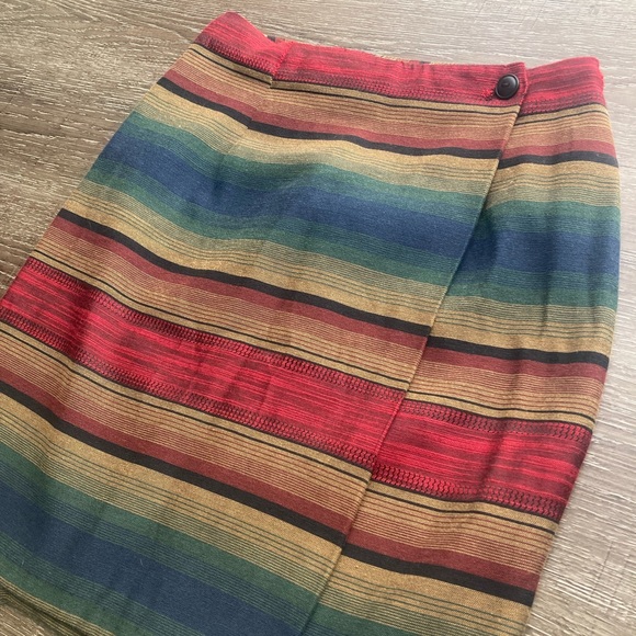 Streetwear Multicolor Striped Wrap Mini Skirt Size XS - Picture 1 of 4